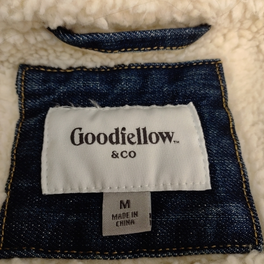 Goodfellow & Co Men's Classic Outdoor Blue Denim Sherpa Lined Jacket Size M - Picture 8 of 9